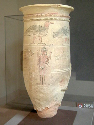 Vase sur lequel est représentée la déesse Ishtar (Inanna)