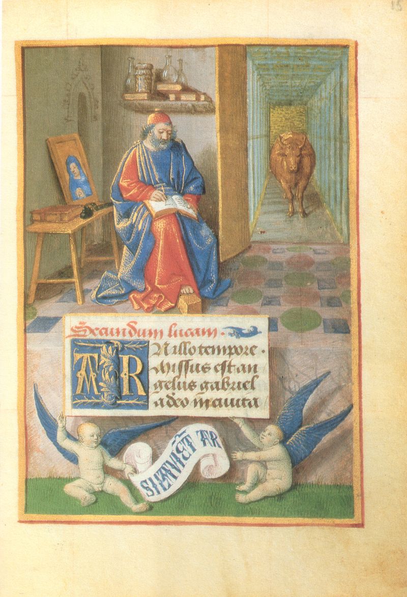 Saint Luc, Nicolas Fouquet, Heures de Raguier et Robertet, f.15, Pierpont Morgan Library, ms.M834