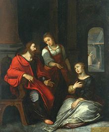 Marthe et Marie accueillant Jésus à Béthanie (Otto van Veen)