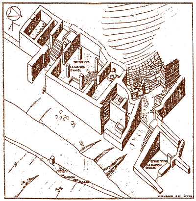 Plan des fouilles de trois maisons typiques